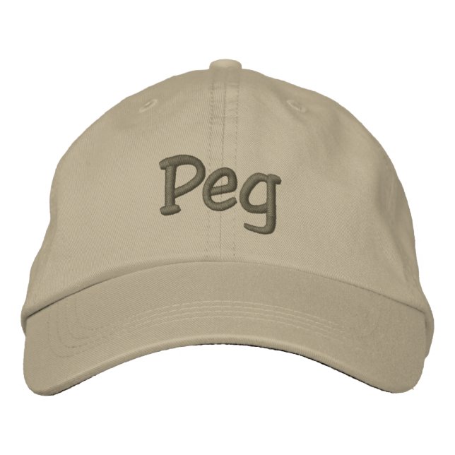 Peg Embroidered Baseball Cap / Hat Khaki (Front)