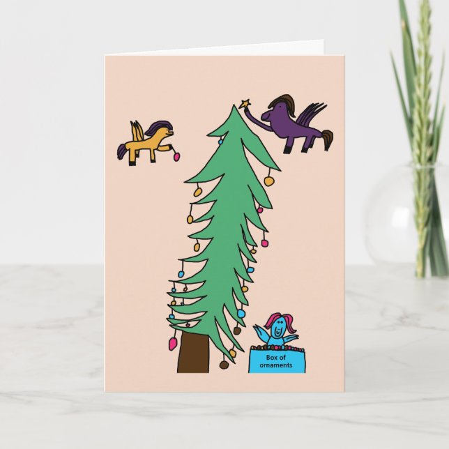 Pegasi Tree Decorators - BLANK INSIDE Holiday Card (Front)