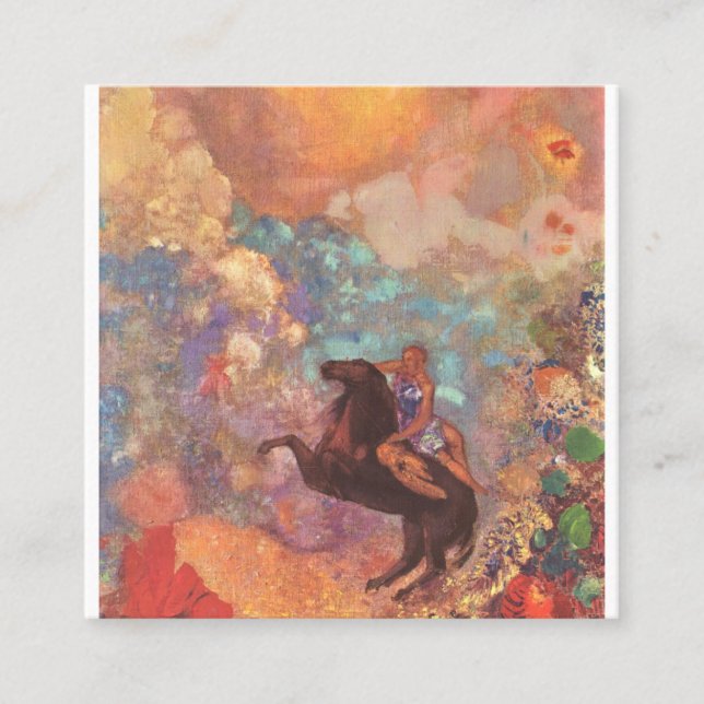 Pegasus And The Muse By Odilon Redon Square Business Card (Front)