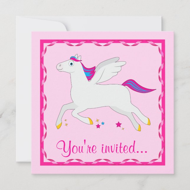 Pegasus Birthday Customisable Invitation (Front)