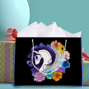 Pegasus Black Floral Large Gift Bag