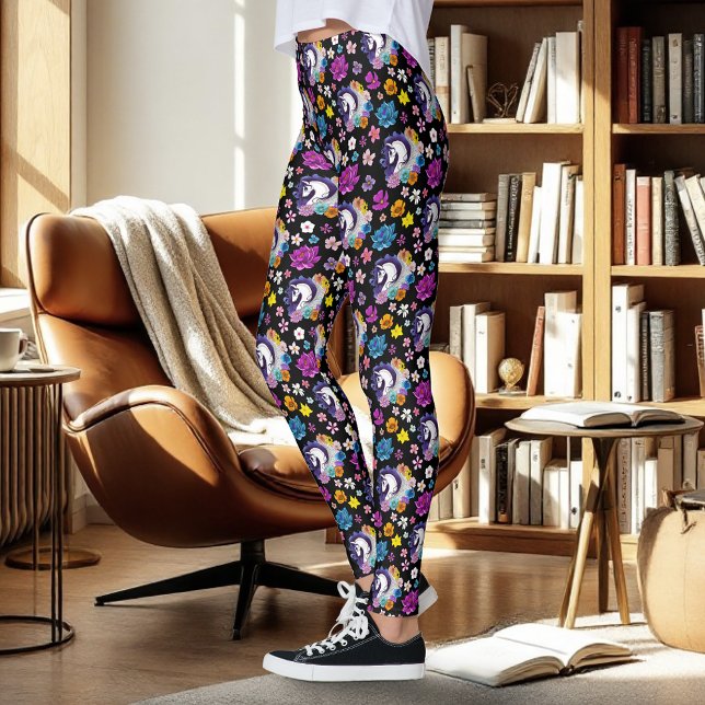 Pegasus Black Floral Leggings (Creator Uploaded)