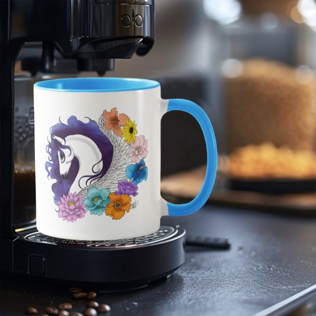 Pegasus Black Floral Mug (Creator Uploaded)