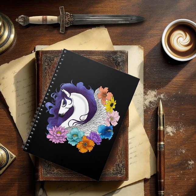 Pegasus Black Floral Notebook (Creator Uploaded)