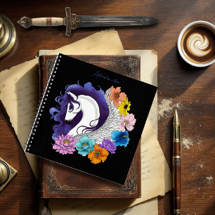 Pegasus Black Floral Notebook