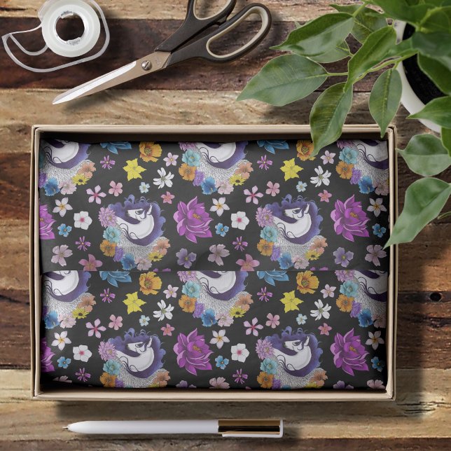 Pegasus Black Floral Tissue Paper (Creator Uploaded)
