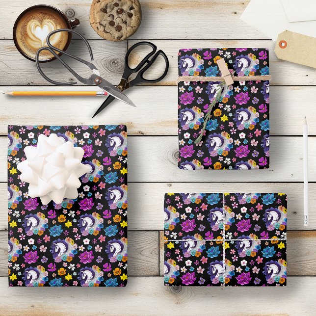 Pegasus Black Floral Wrapping Paper Sheet (Creator Uploaded)