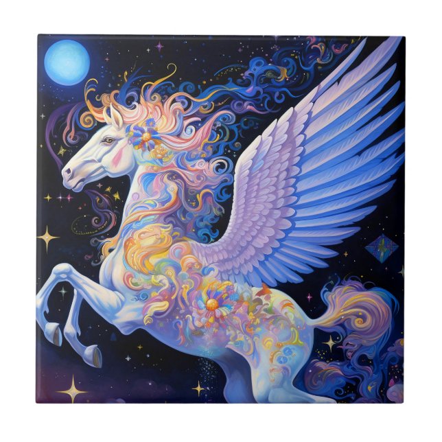 Pegasus Fantasy Art Ceramic Tile (Front)