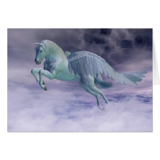 Pegasus Galloping through Storm Clouds Card