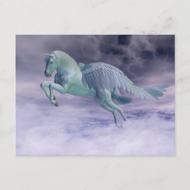 Pegasus Galloping through Storm Clouds Postcard (Front)