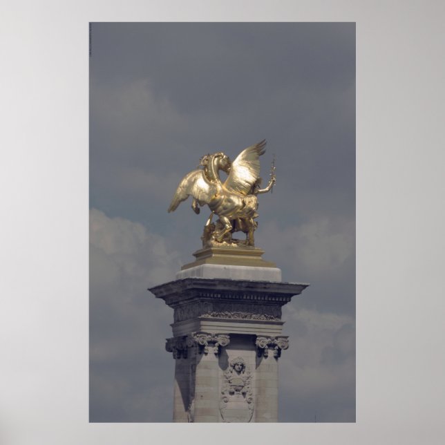 Pegasus Gilded bronze statue skulptur Paris Pont Poster (Front)