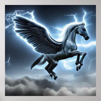 pegasus horse lightning horse poster