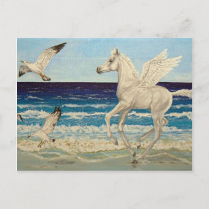 Pegasus Horse & Sea Gulls Fantasy postcard