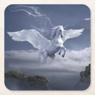 Pegasus in Flight     Square Paper Coaster