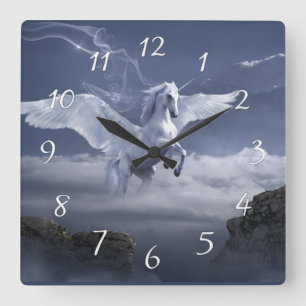 Pegasus in flight square wall clock