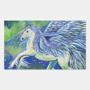 Pegasus In Northern Light Rectangular Sticker