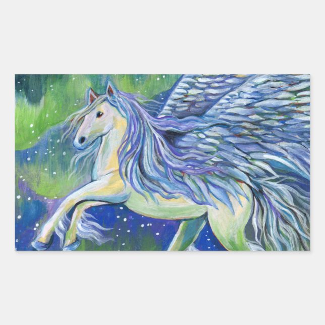 Pegasus In Northern Light Rectangular Sticker (Front)