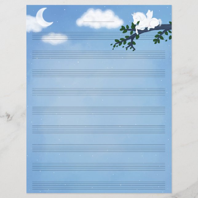 Pegasus in Starry Night Music Manuscript Paper (Front)