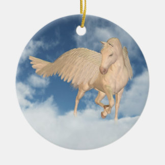 Pegasus Looking Down Through Clouds Ceramic Ornament