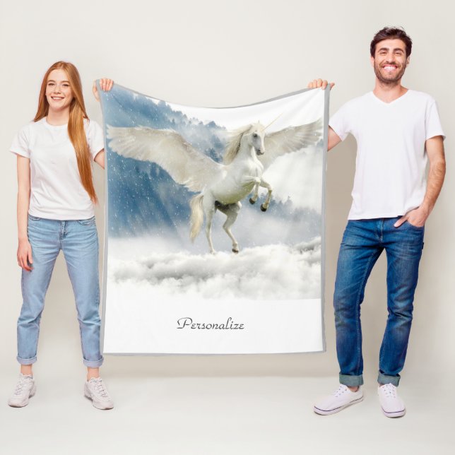 Pegasus Mythical Flying Unicorn Horse Fleece Blanket (In Situ)