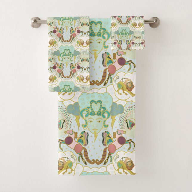 Pegasus Mythomorphosis With Medusa and Chimera Bath Towel Set (Insitu)