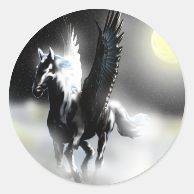 Pegasus of the Moon Classic Round Sticker (Front)