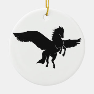Pegasus silhouette - Choose background colour Ceramic Ornament