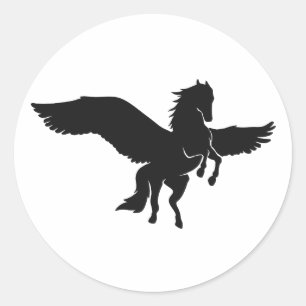 Pegasus silhouette - Choose background colour Classic Round Sticker