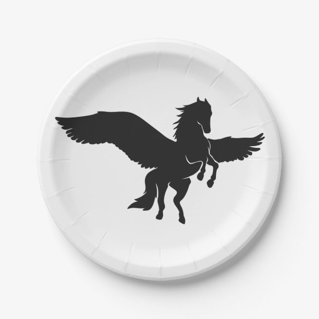 Pegasus silhouette - Choose background colour Paper Plate (Front)