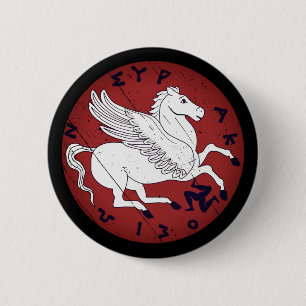 Pegasus, the white winged horse of Greek mythology 6 Cm Round Badge