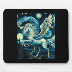 Pegasus Under Starry Night Sky Art Graphic Christm Mouse Pad