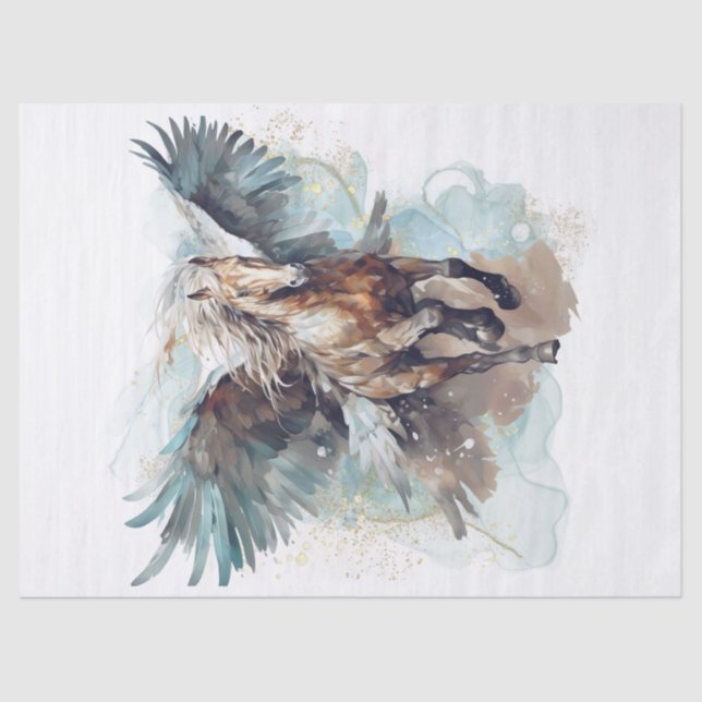 Pegasus Watercolor Decoupage Tissue Paper (Front)