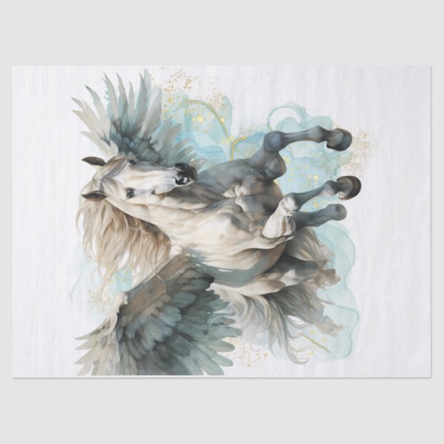 Pegasus Watercolor Decoupage Tissue Paper (Front)