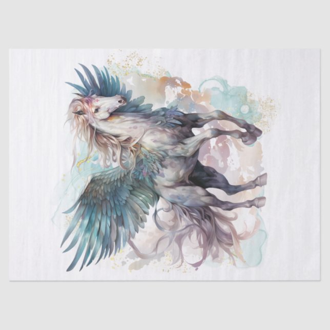 Pegasus Watercolor Decoupage Tissue Paper (Front)
