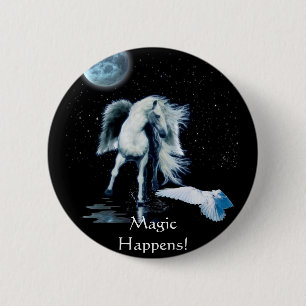 PEGASUS & WHITE RAVEN Collection 6 Cm Round Badge