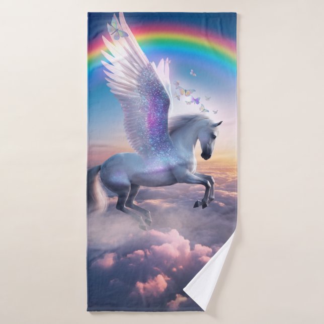 Pegasus with Rainbow Bath Towel Set (Bath Towel)