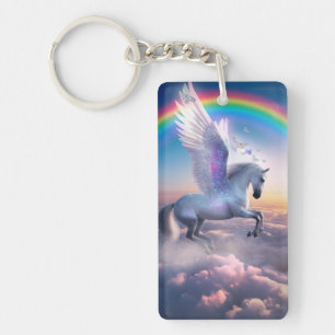 Pegasus with Rainbow Key Ring