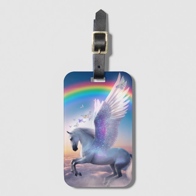 Pegasus with Rainbow Luggage Tag (Front Vertical)