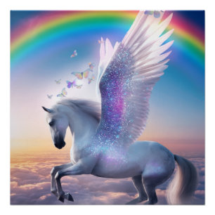 Pegasus with Rainbow Poster