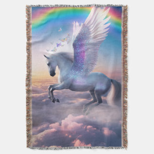Pegasus with Rainbow Throw Blanket