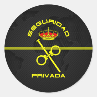 Pegatin Private Security Spain Color Classic Round Sticker