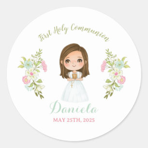 Pegatina DANIELA First communion Classic Round Sticker
