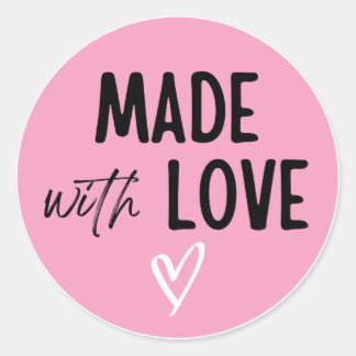 Pegatina hecha con amor ideal para pequeña empresa classic round sticker