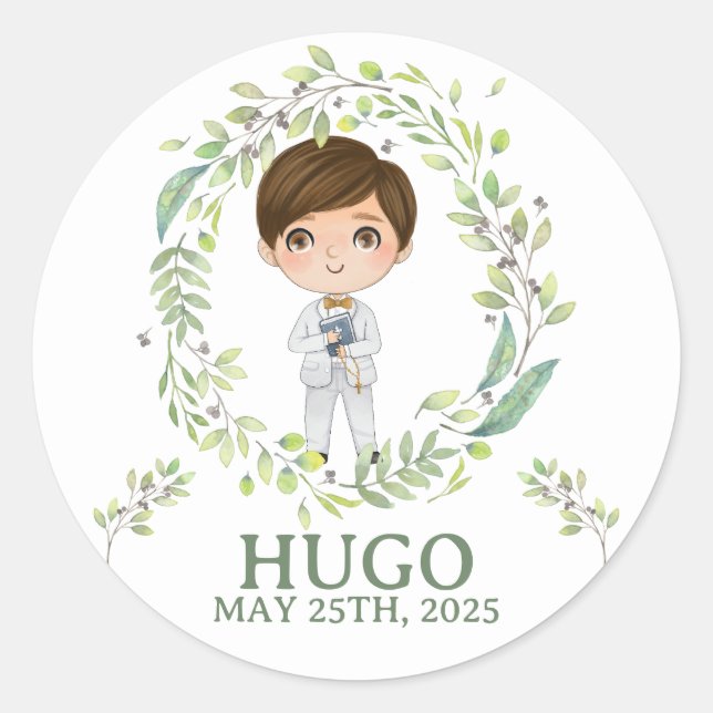 Pegatina HUGO Primera Comunión Classic Round Sticker (Front)