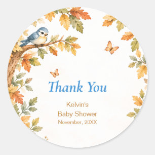 Pegatina Redonda Watercolor Fall Autumn Baby Boy Classic Round Sticker