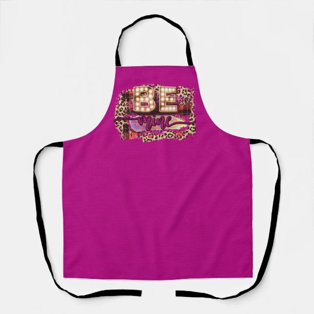 Peggy Ann Be Mine Leppard Purple Kitchen Apron (Front)