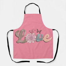 Peggy Ann Pink Love Kitchen Apron