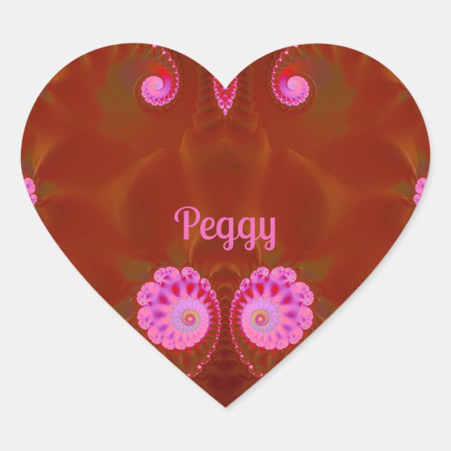 PEGGY COOL! ~ PINK SPIN ~ Bright Design ~ Heart Sticker (Front)