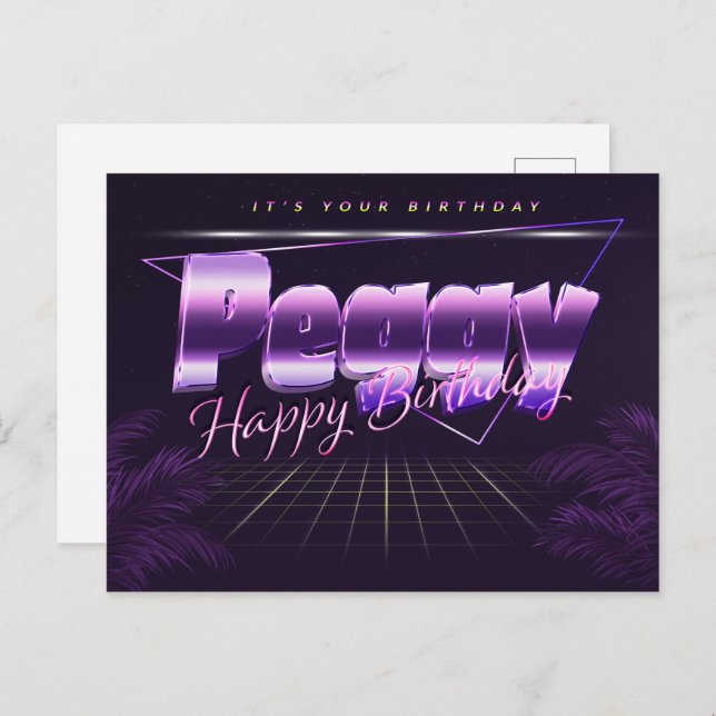 Peggy Name First name Purple Postcard Birthday (Front/Back)