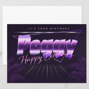 Peggy Name Vorname lila retro Karte Geburtstag Card